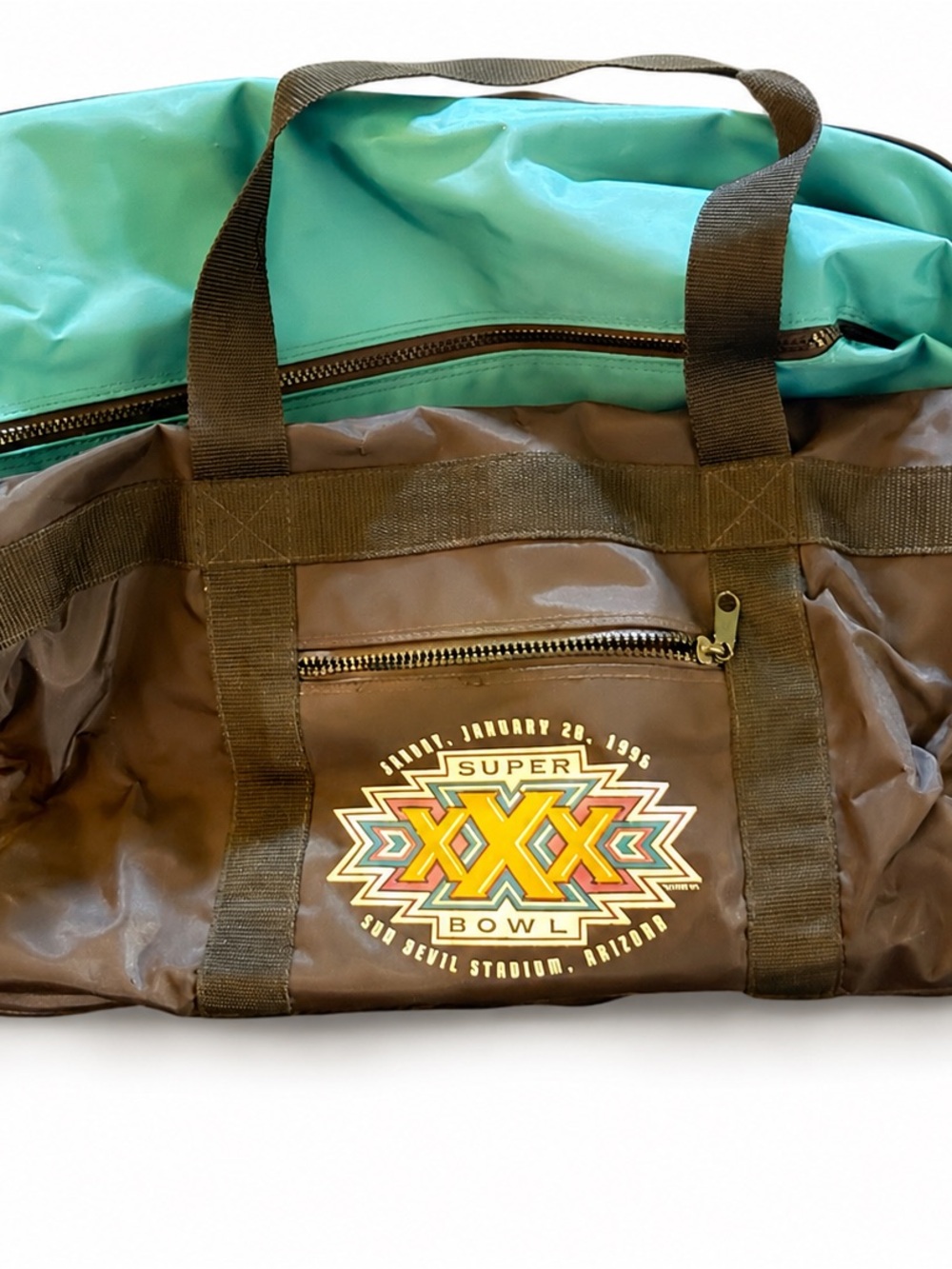 Vintage 1996 Logo Athletic Super Bowl XXX NFL Duffel Bag 90s Cowboys Steelers